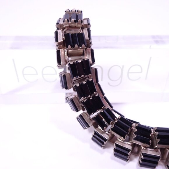 Neiman Marcus Lee Angel Women's Onyx Black Crystal Box Link Bracelet NWT 250 - Picture 16 of 16